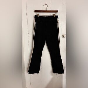 MOTHER Insider Crop Step Fray Black Side Stripe Jeans in Guilty Racer Size 32